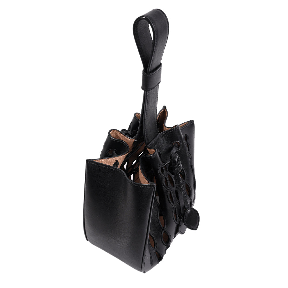 Alaia Black Leather Cutout Bucket Handle Bag