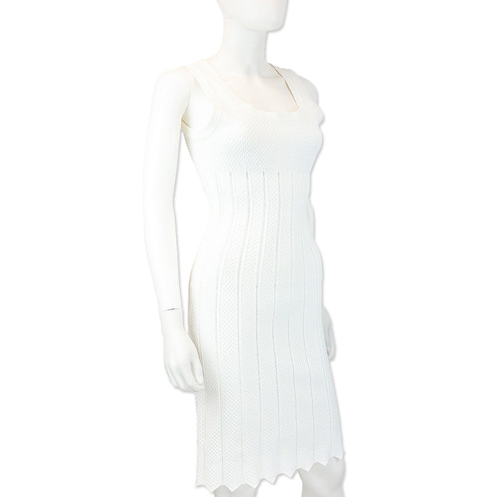 Alaïa White Triangle Knit Sleeveless Dress