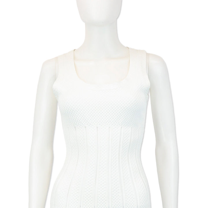 Alaïa White Triangle Knit Sleeveless Dress