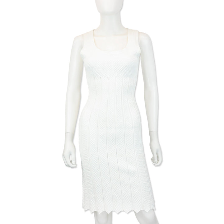 Alaïa White Triangle Knit Sleeveless Dress