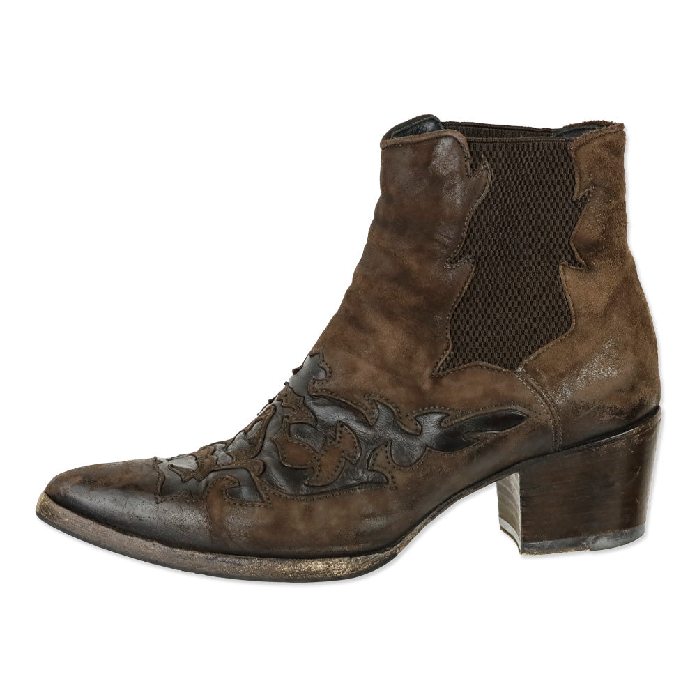 Alberto Fasciani Dark Brown Leather Texan-Inspired Ankle Boots