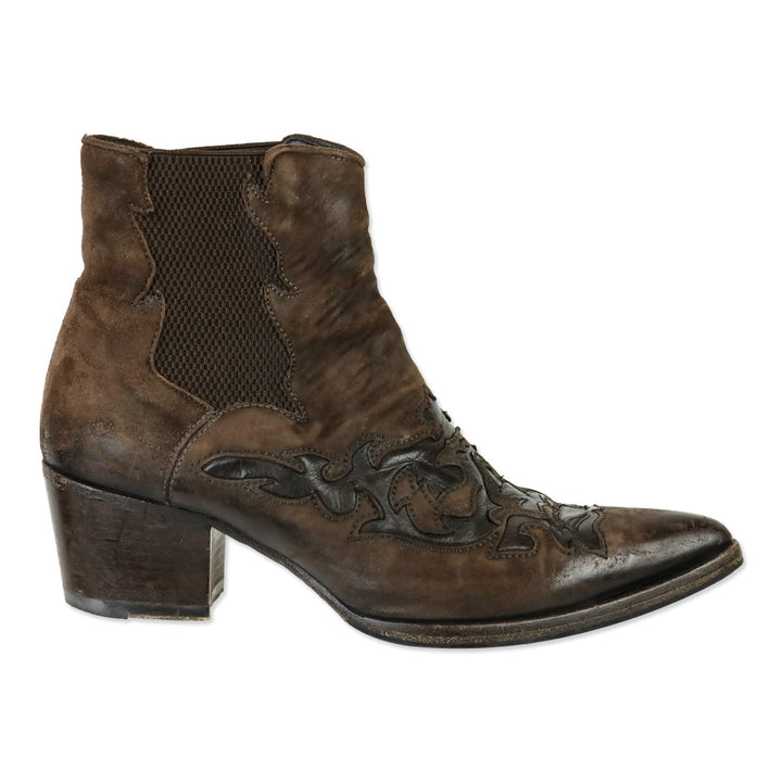 Alberto Fasciani Dark Brown Leather Texan-Inspired Ankle Boots