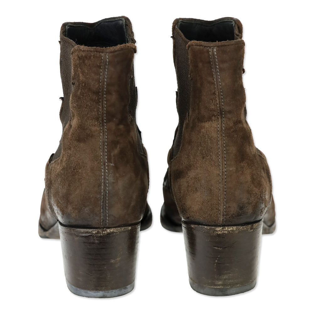 Alberto Fasciani Dark Brown Leather Texan-Inspired Ankle Boots
