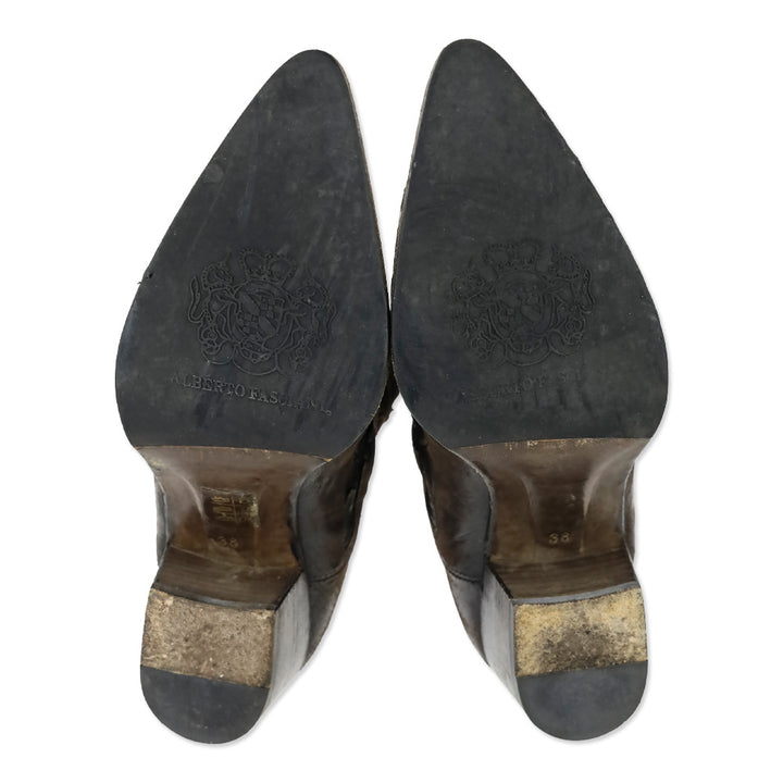 Alberto Fasciani Dark Brown Leather Texan-Inspired Ankle Boots