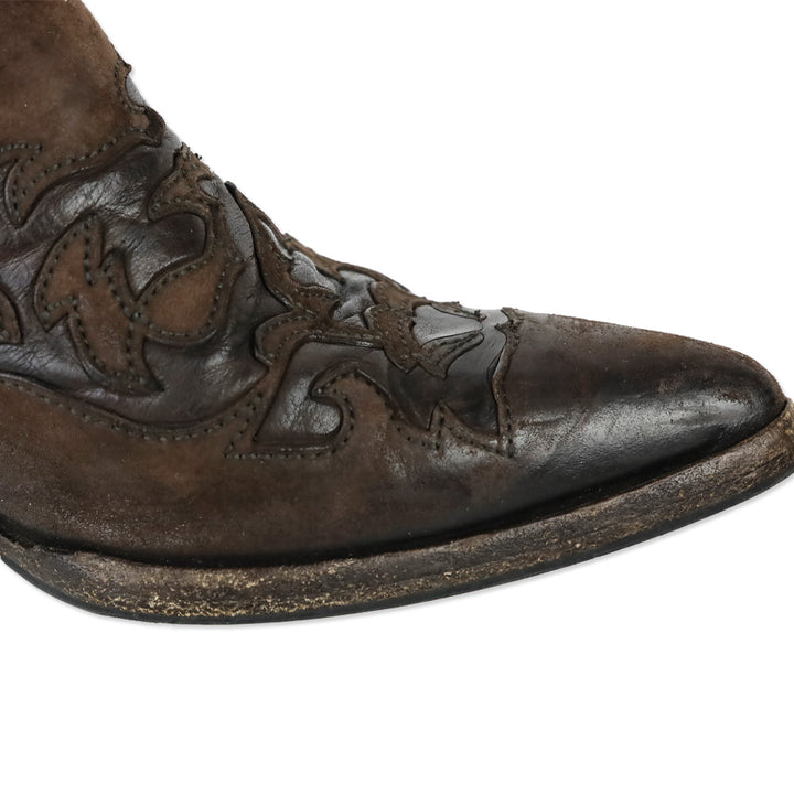 Alberto Fasciani Dark Brown Leather Texan-Inspired Ankle Boots