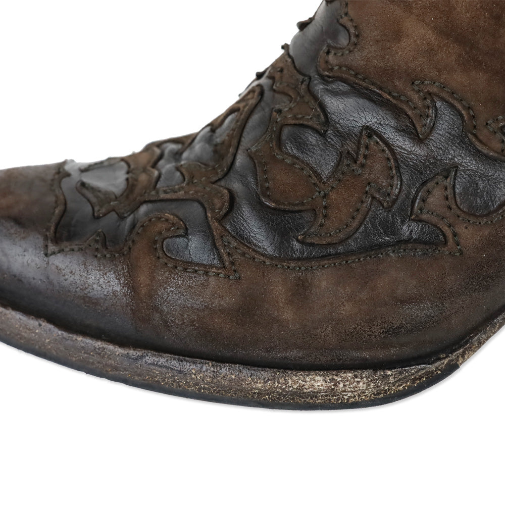 Alberto Fasciani Dark Brown Leather Texan-Inspired Ankle Boots