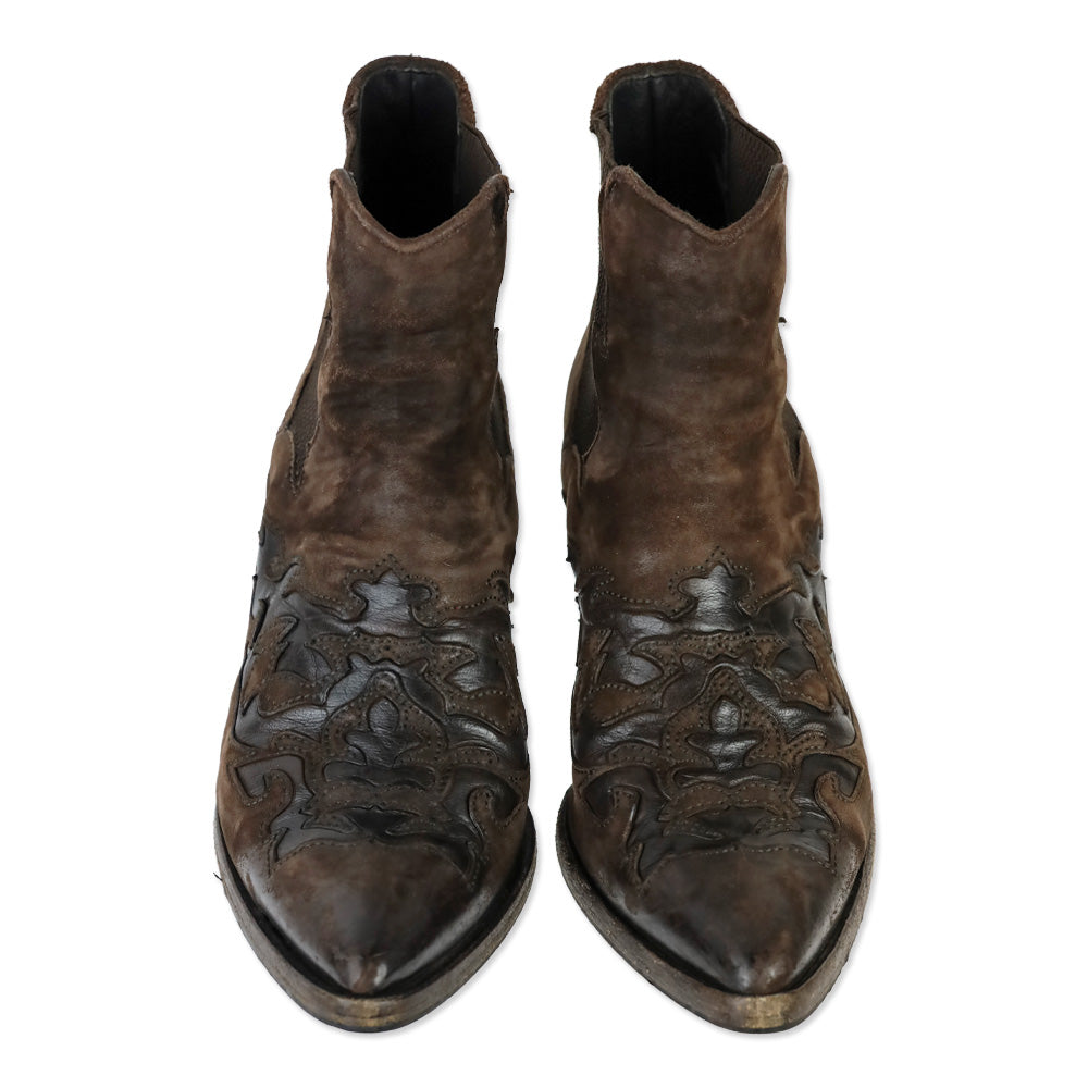 Alberto Fasciani Dark Brown Leather Texan-Inspired Ankle Boots