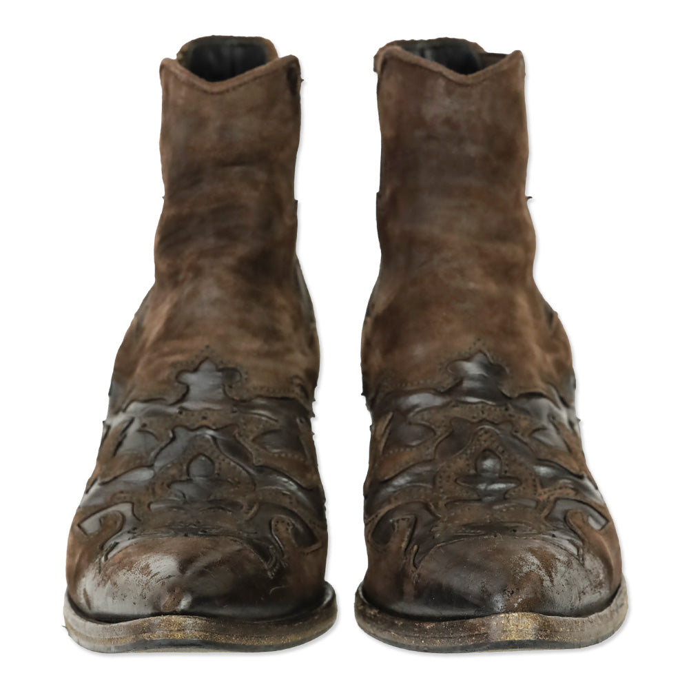 Alberto Fasciani Dark Brown Leather Texan-Inspired Ankle Boots