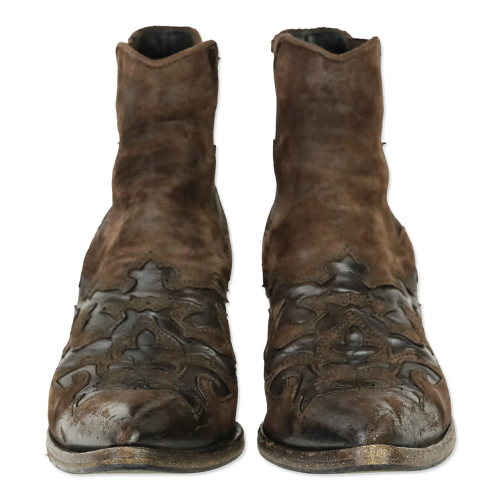 Alberto Fasciani Dark Brown Leather Texan-Inspired Ankle Boots
