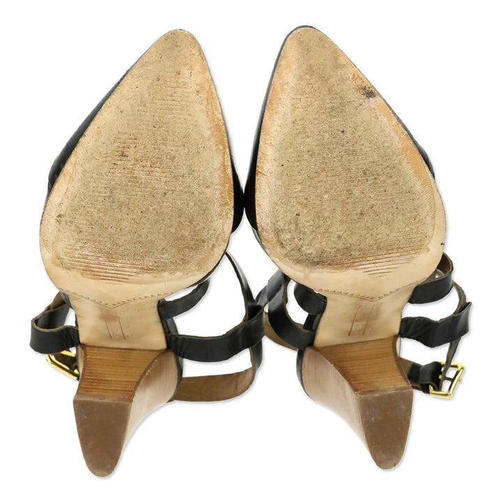 Alberto Fermani Black Leather Criss Cross Strap Sandal