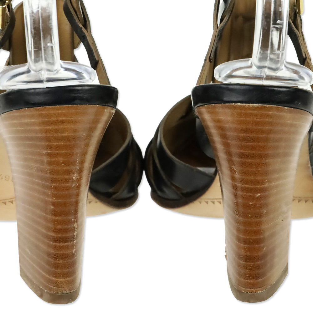 Alberto Fermani Black Leather Criss Cross Strap Sandal