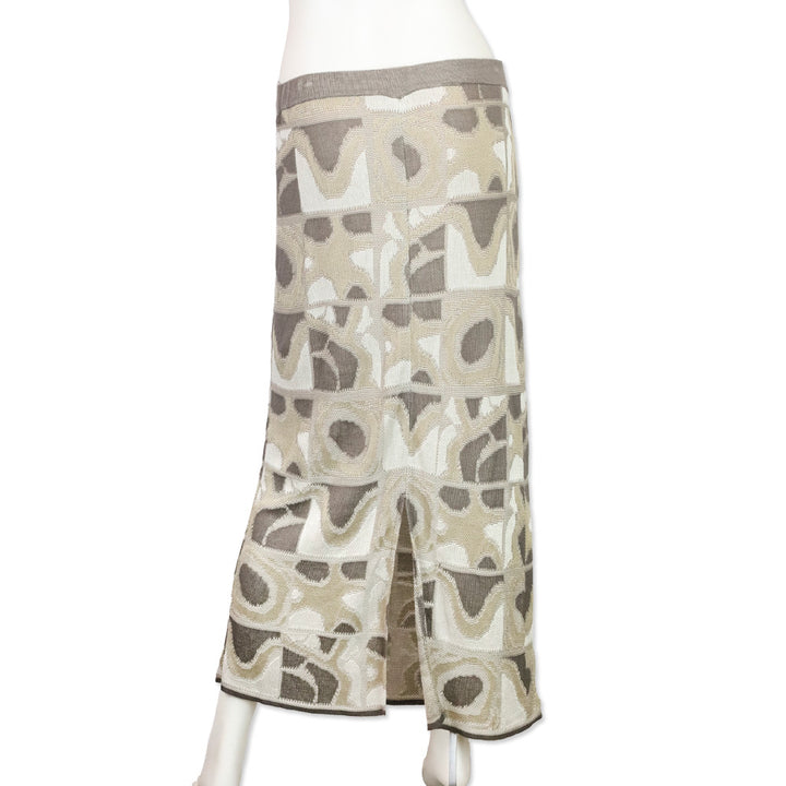 Alcaçuz Grey Geometric Pattern Knit Gloria Skirt