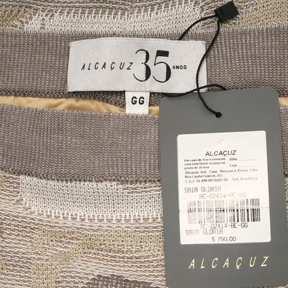 Alcaçuz Grey Geometric Pattern Knit Gloria Skirt