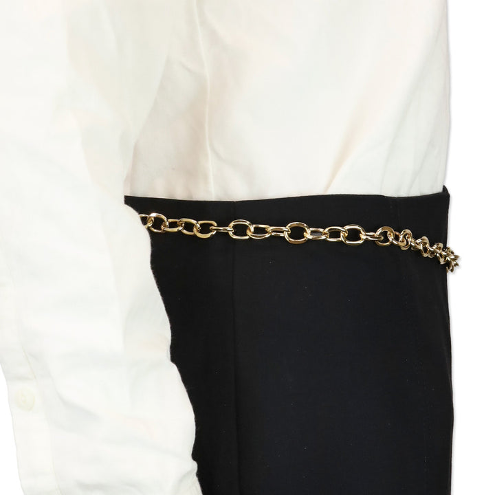 Alessandra Rich Gold Tone Chain Belt with Single Hanging Heart