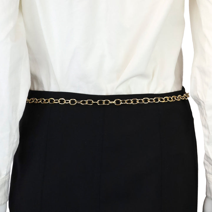 Alessandra Rich Gold Tone Chain Belt with Single Hanging Heart