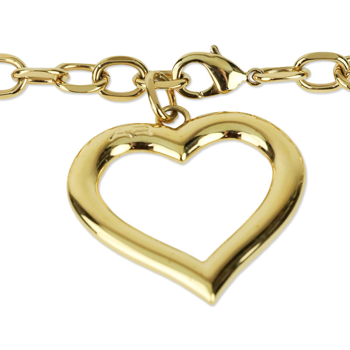 Alessandra Rich Gold Tone Chain Belt with Single Hanging Heart