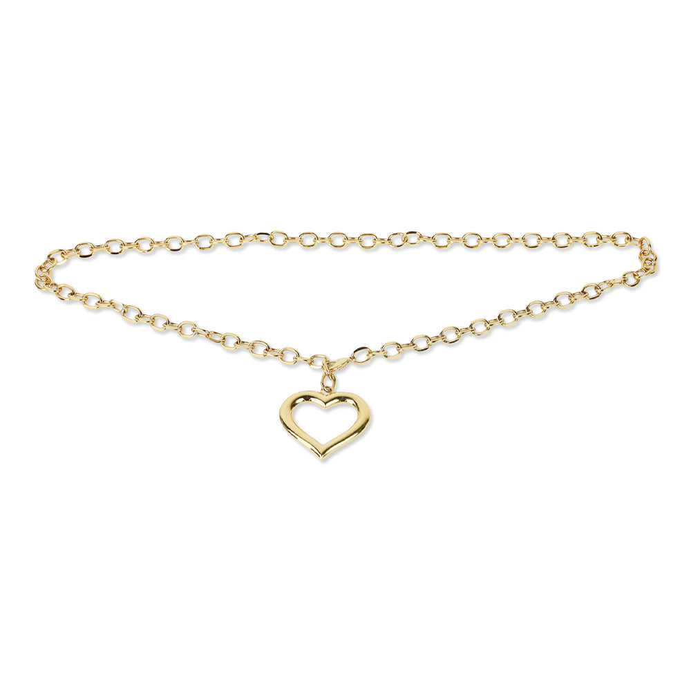 Alessandra Rich Gold Tone Chain Belt with Single Hanging Heart