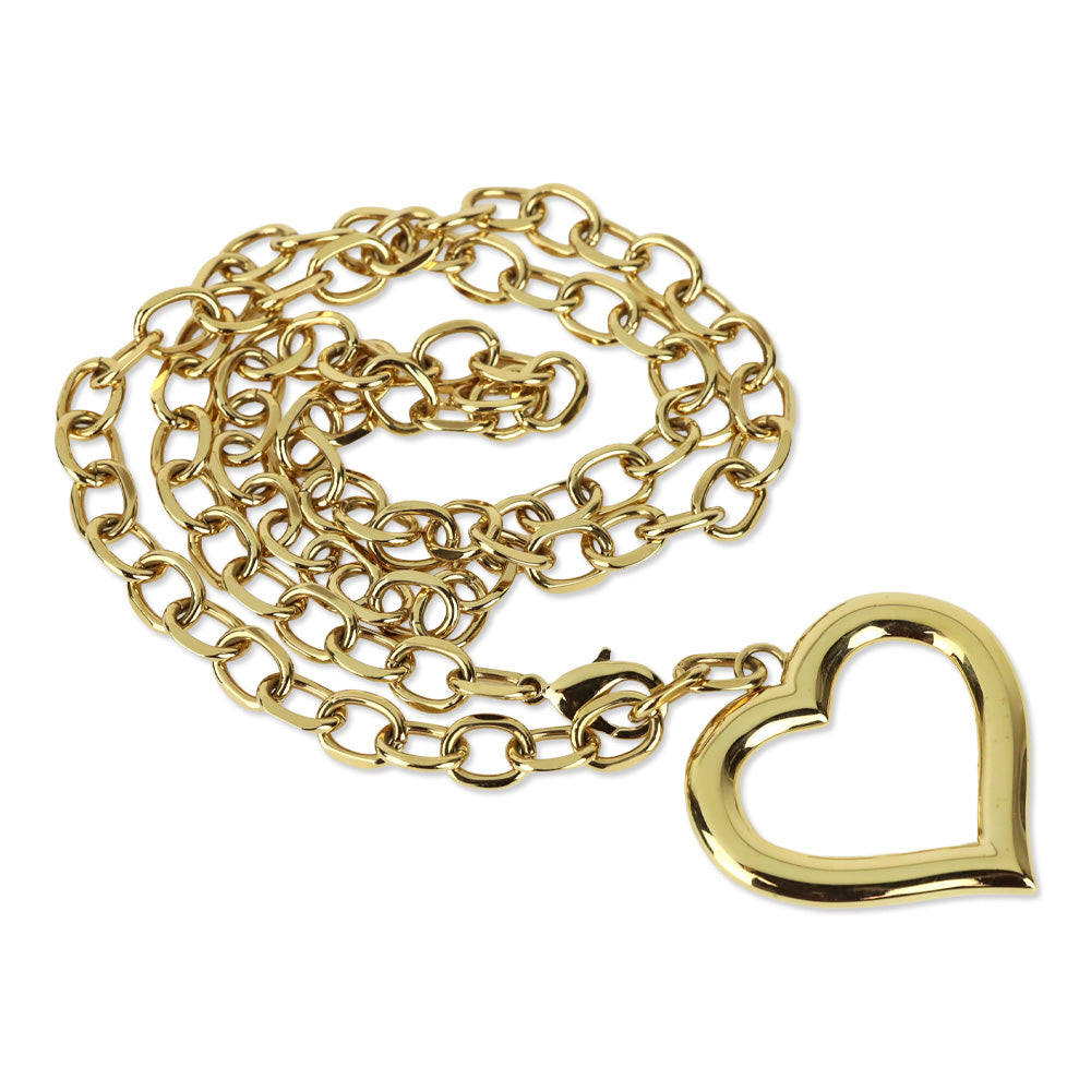 Alessandra Rich Gold Tone Chain Belt with Single Hanging Heart