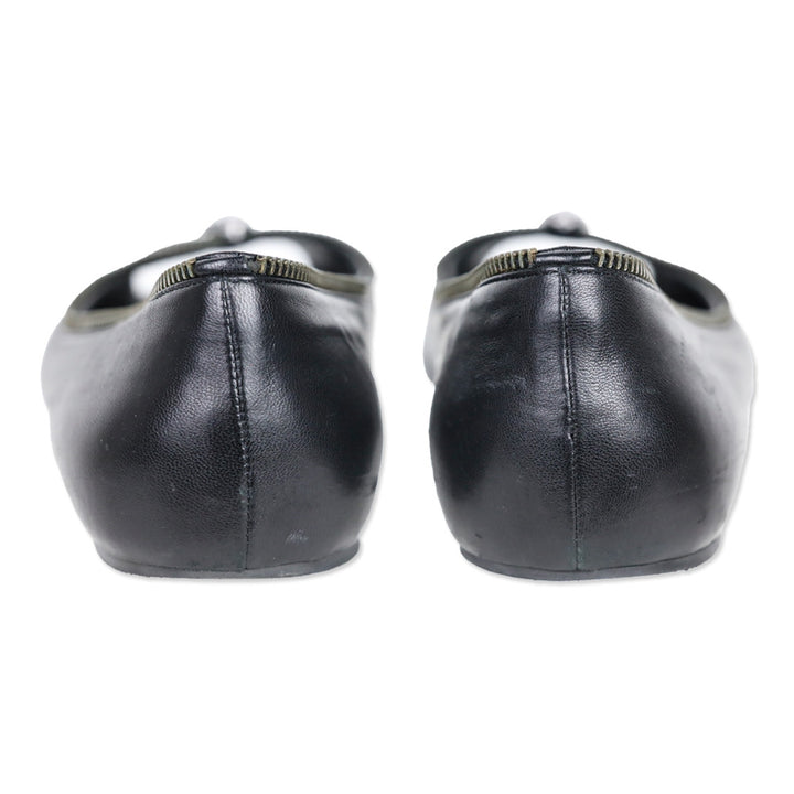 Alexander McQueen Black Leather Skull Zipper Ballet Flats