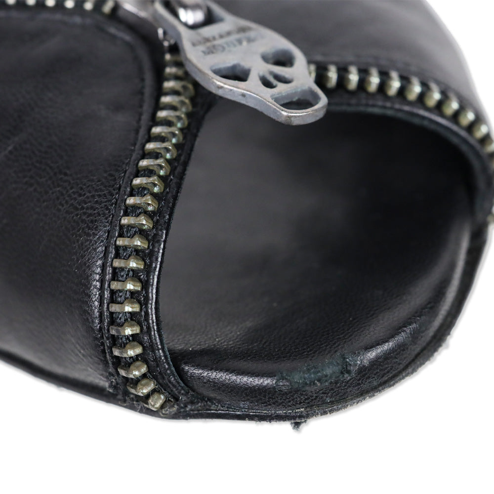 Alexander McQueen Black Leather Skull Zipper Ballet Flats