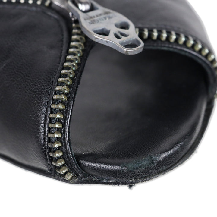 Alexander McQueen Black Leather Skull Zipper Ballet Flats