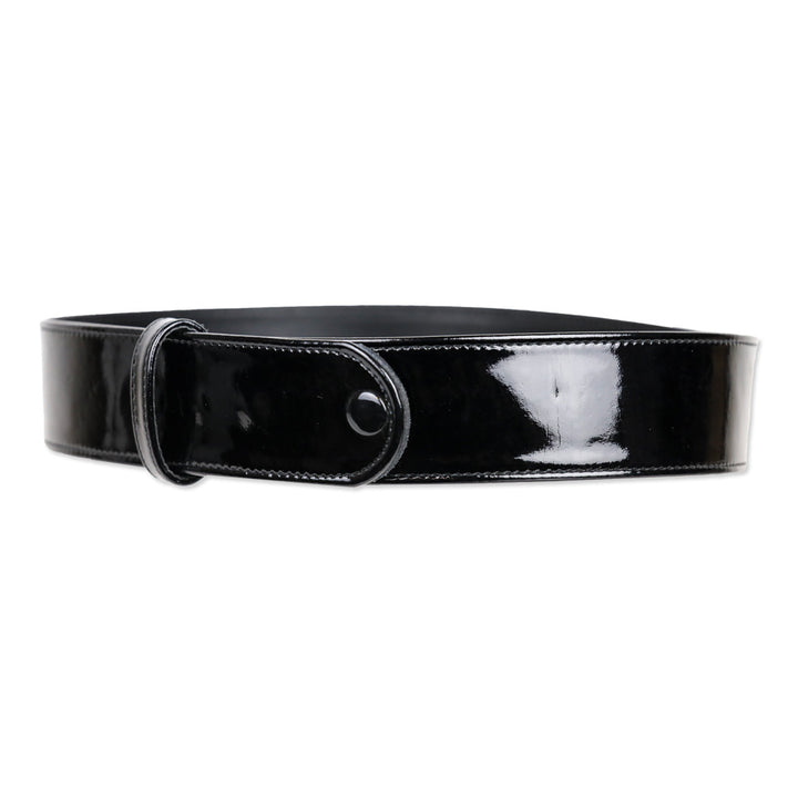 Alexander McQueen Black Patent Leather Wide Snap Button Belt