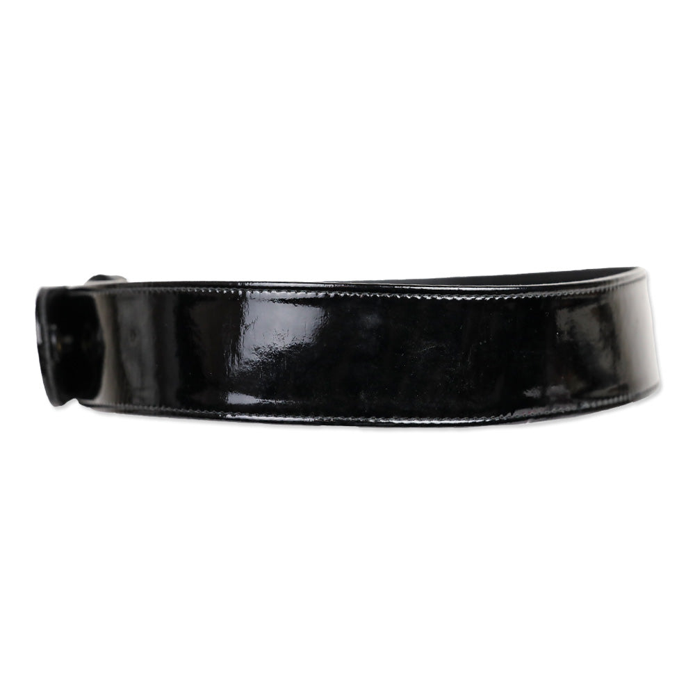 Alexander McQueen Black Patent Leather Wide Snap Button Belt