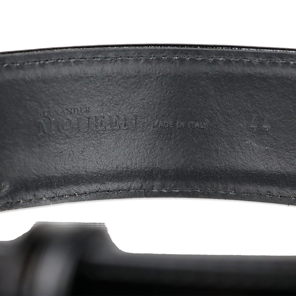 Alexander McQueen Black Patent Leather Wide Snap Button Belt