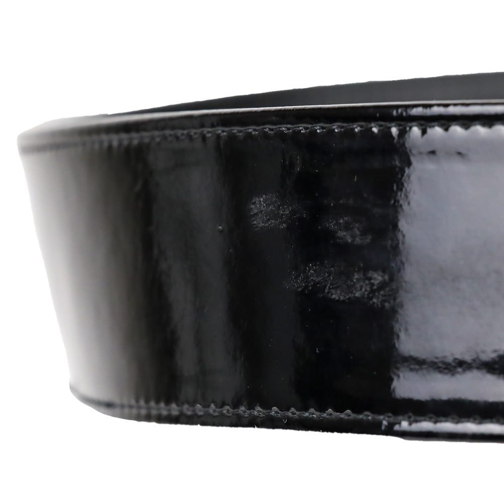 Alexander McQueen Black Patent Leather Wide Snap Button Belt