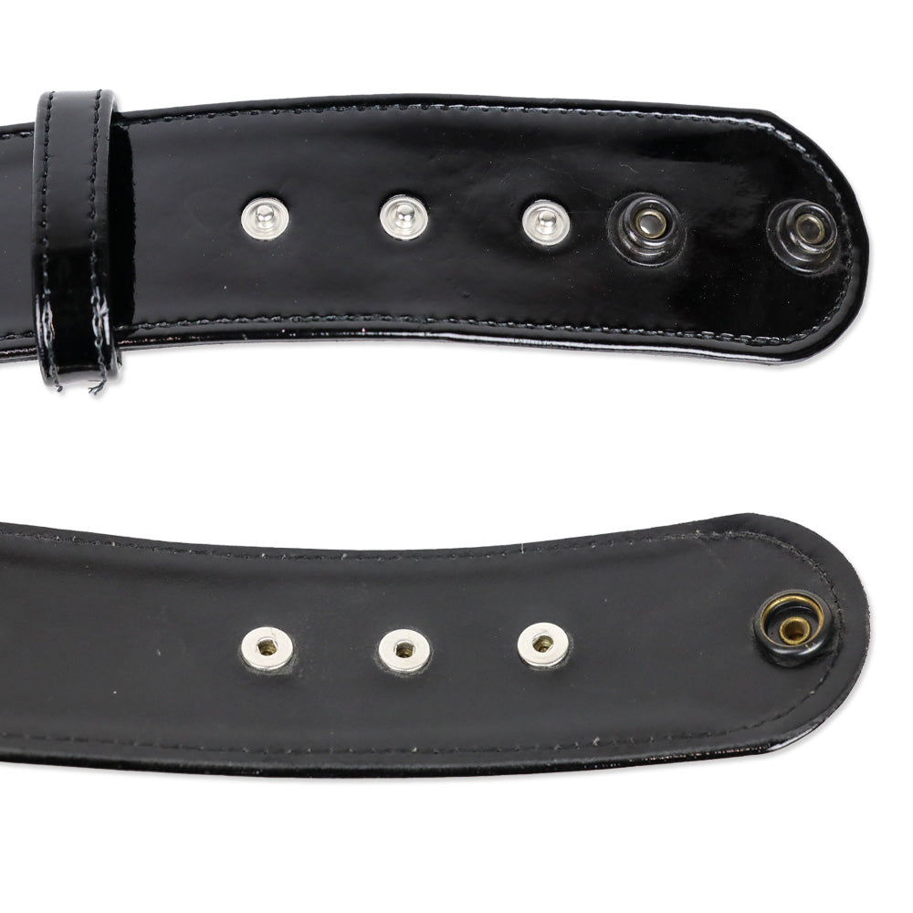 Alexander McQueen Black Patent Leather Wide Snap Button Belt