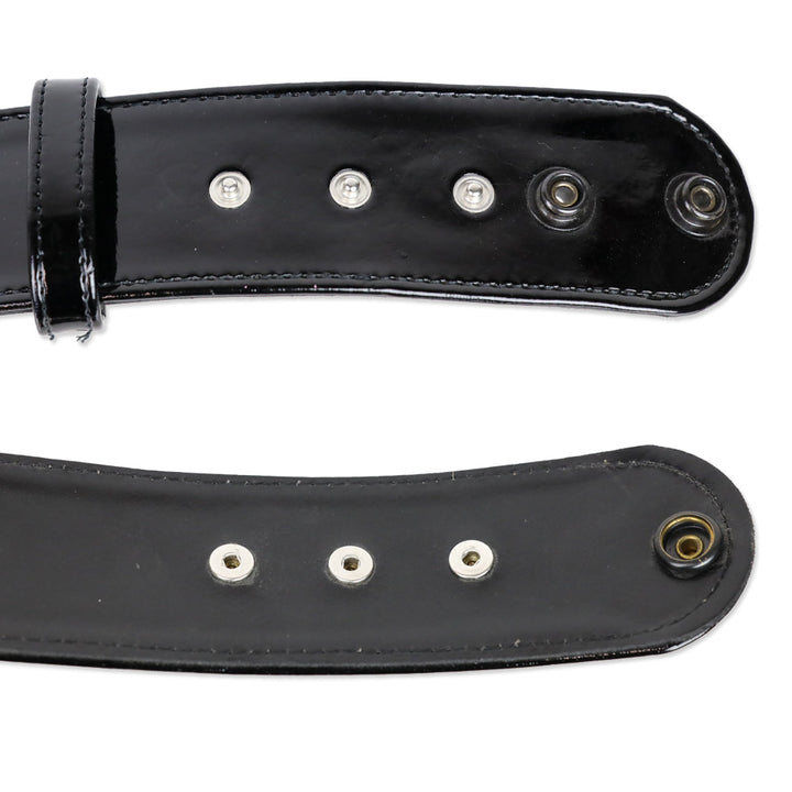 Alexander McQueen Black Patent Leather Wide Snap Button Belt