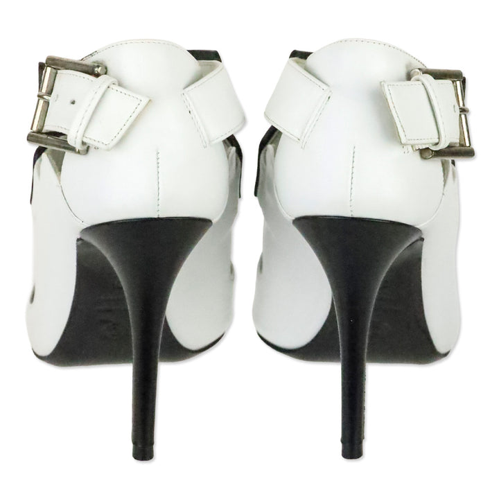 Alexander McQueen Black/Ivory Calf Leather 3-Strap Sandal