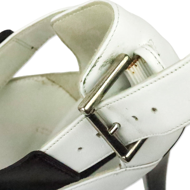 Alexander McQueen Black/Ivory Calf Leather 3-Strap Sandal