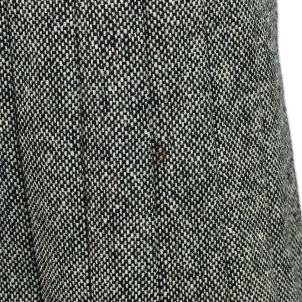 Alexander McQueen Black/White Wool Tweed Pleated Wrap Mini Skirt with Leather Belt