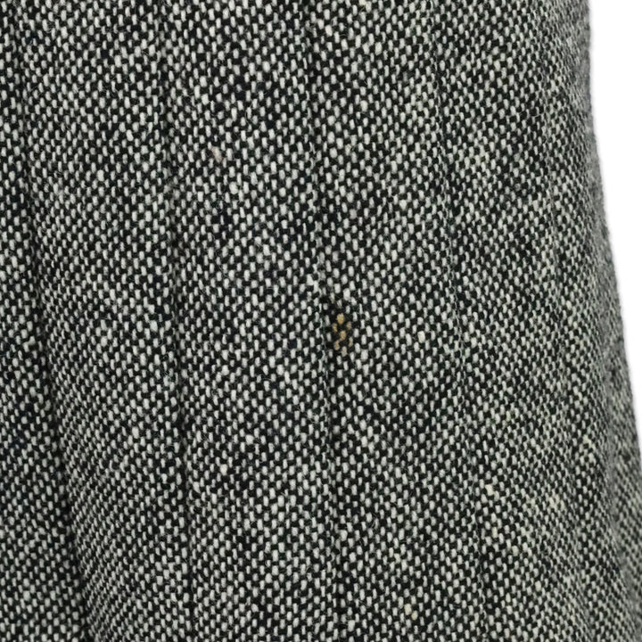 Alexander McQueen Black/White Wool Tweed Pleated Wrap Mini Skirt with Leather Belt