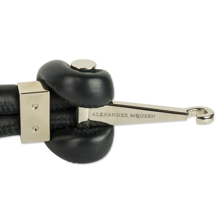 Alexander McQueen Dual Black Leather Cord Hook Waist Belt