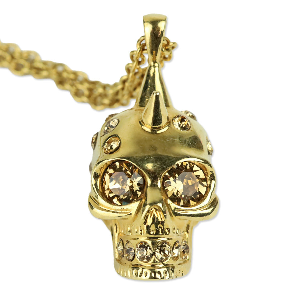 Alexander McQueen Gold Crystal Skull Pendant Necklace