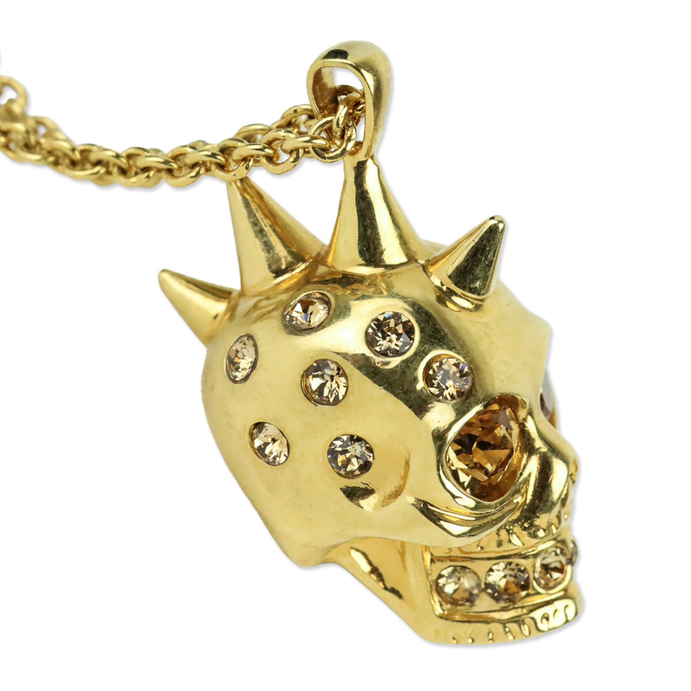Alexander McQueen Gold Crystal Skull Pendant Necklace