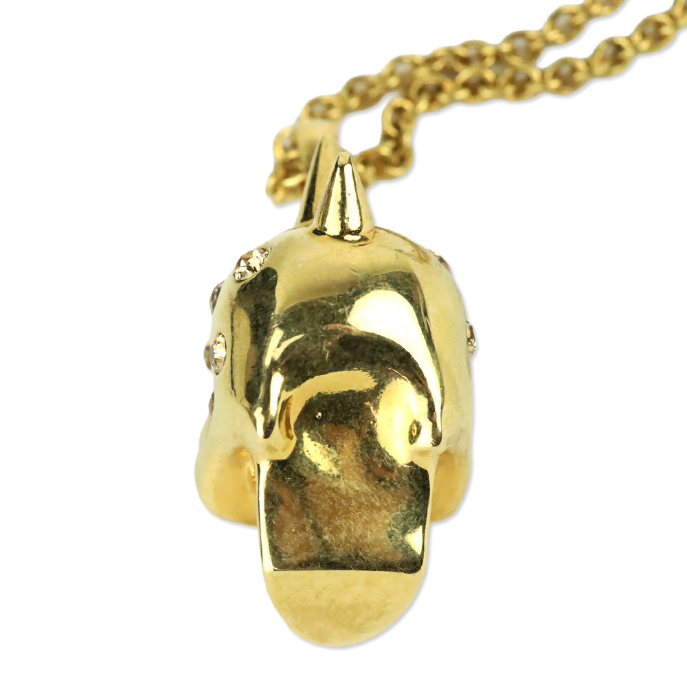 Alexander McQueen Gold Crystal Skull Pendant Necklace