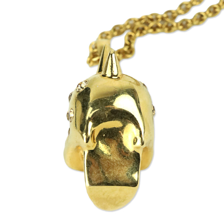 Alexander McQueen Gold Crystal Skull Pendant Necklace
