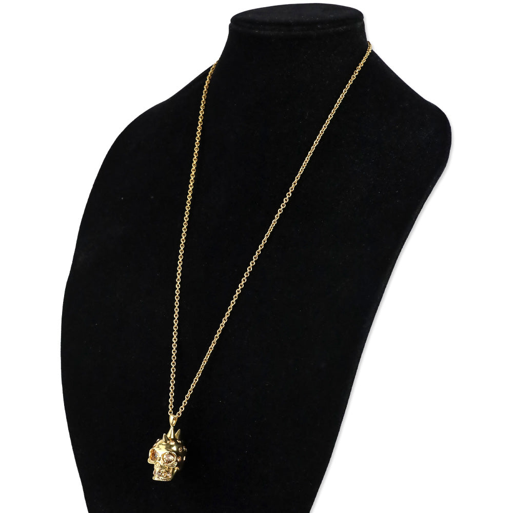 Alexander McQueen Gold Crystal Skull Pendant Necklace