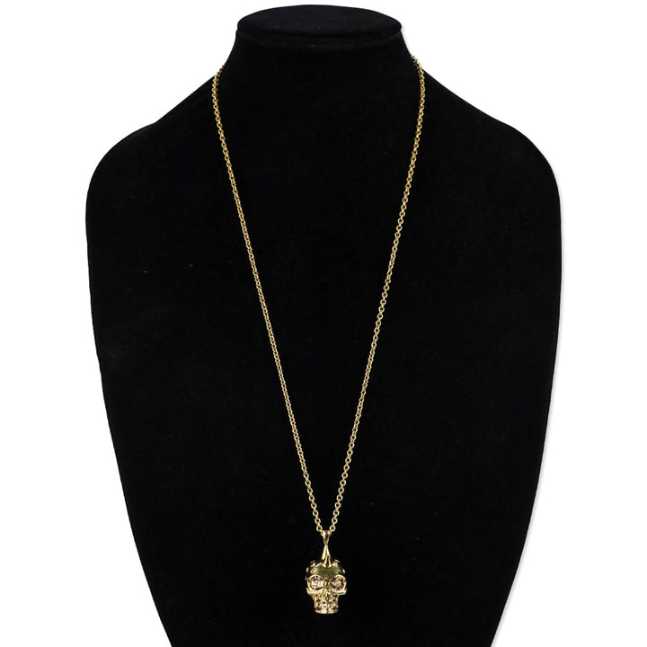 Alexander McQueen Gold Crystal Skull Pendant Necklace