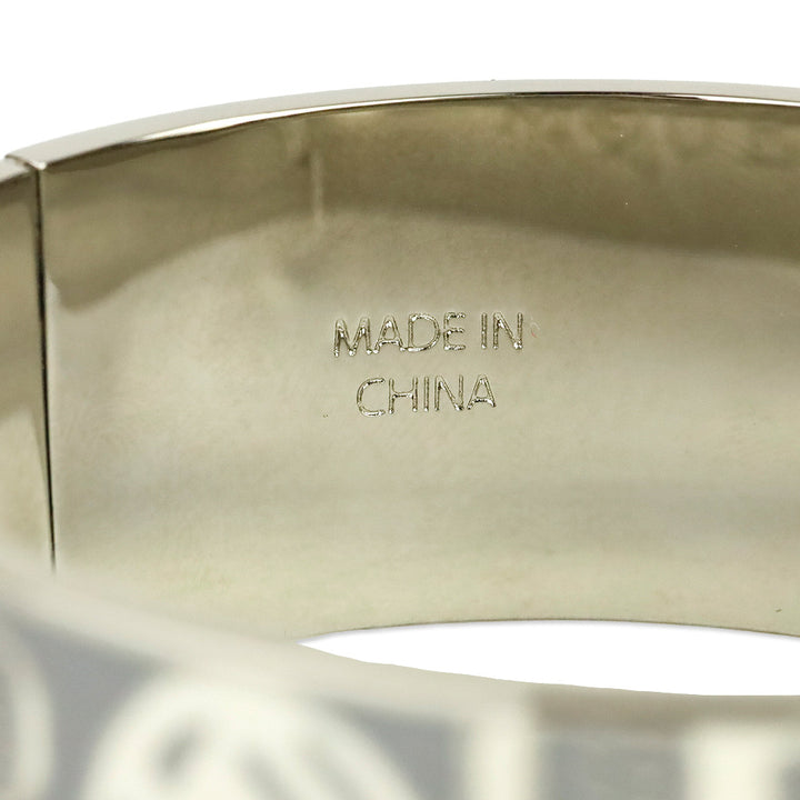 Alexander McQueen Grey Enamel Skull Hinged Bangle