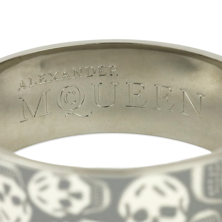 Alexander McQueen Grey Enamel Skull Hinged Bangle