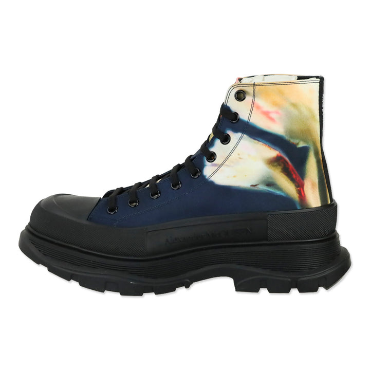 Alexander McQueen Multicolor Solarized Flower Print Platform Tread Slick Ankle Boot