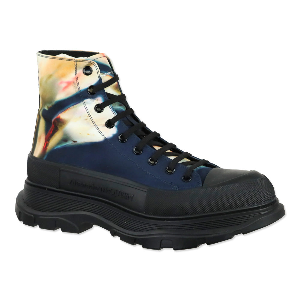 Alexander McQueen Multicolor Solarized Flower Print Platform Tread Slick Ankle Boot