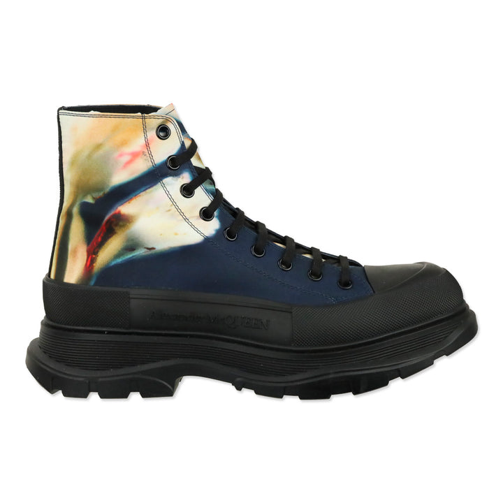 Alexander McQueen Multicolor Solarized Flower Print Platform Tread Slick Ankle Boot