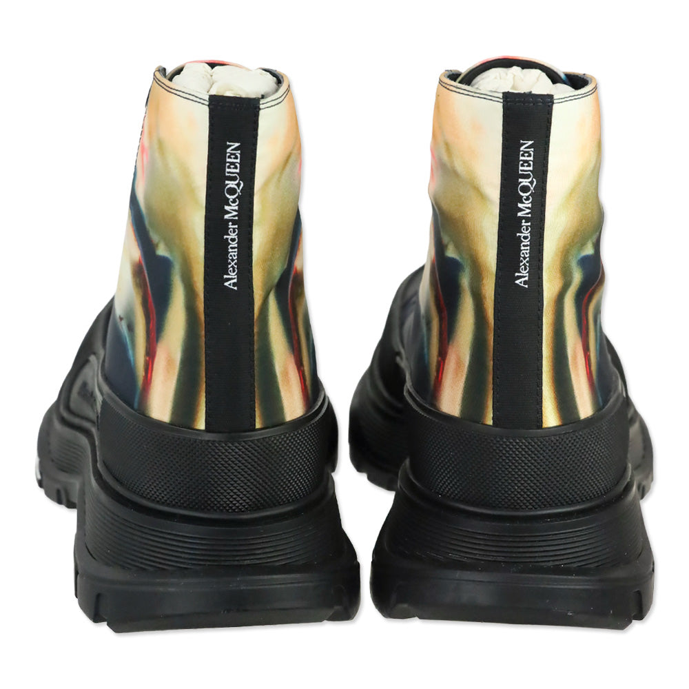 Alexander McQueen Multicolor Solarized Flower Print Platform Tread Slick Ankle Boot