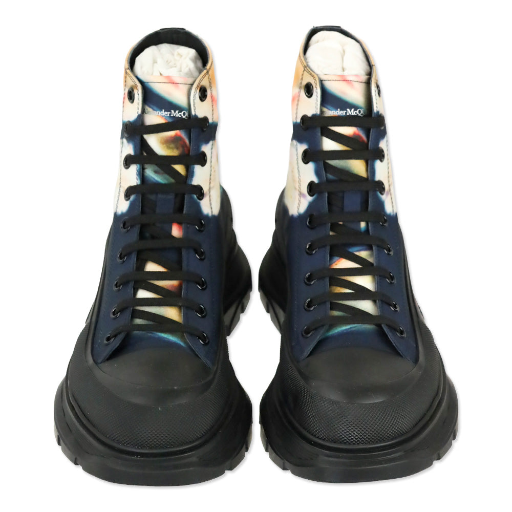 Alexander McQueen Multicolor Solarized Flower Print Platform Tread Slick Ankle Boot