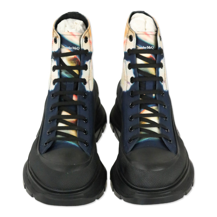 Alexander McQueen Multicolor Solarized Flower Print Platform Tread Slick Ankle Boot